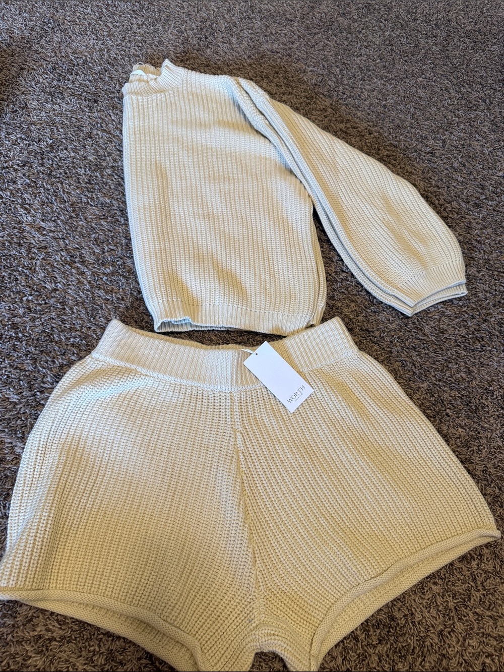 Worth Collective Cream Knit Shorts